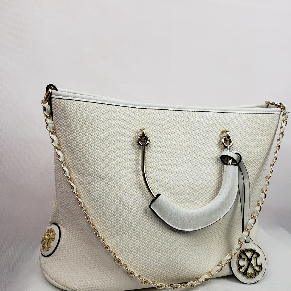 Christian Lacroix Tote White Faux Leather.Pe..ctop - Picture 1 of 11